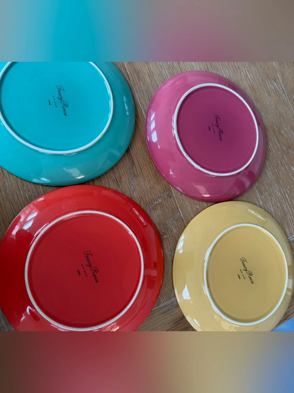 Tracy Reese decorative 7” Patterned Ceramic Plate Set of 4- Assorted